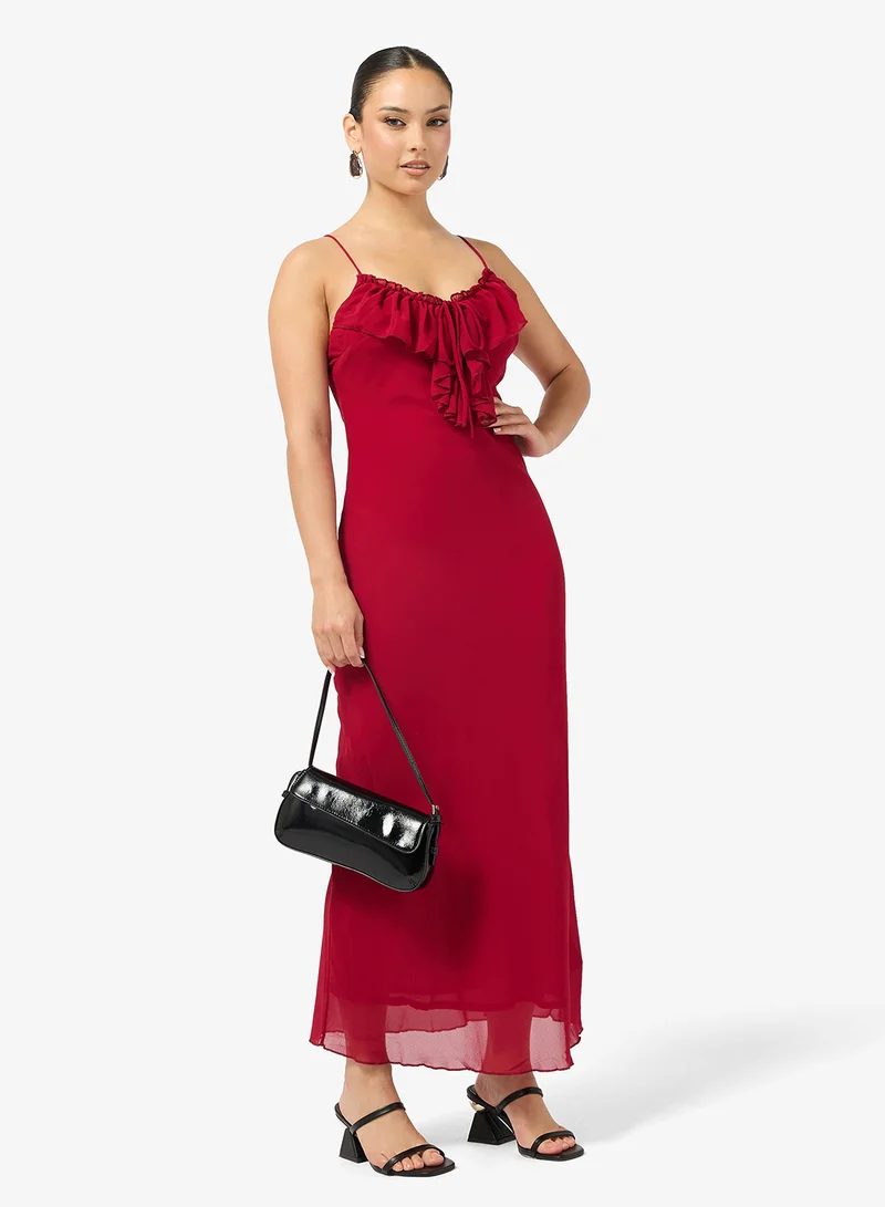 Ginger Strappy Ruffle Detail Slip Dress